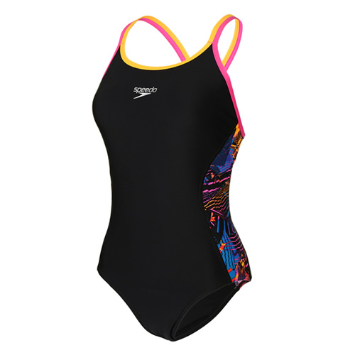 速比涛撞色双肩带女子经典竞赛款连体泳衣图4高清图片